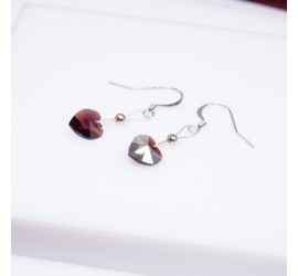 Boucles d'oreilles artisanale Coeur Violet