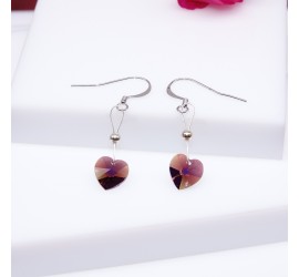 Boucles d'oreilles artisanale Coeur Violet