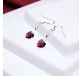 Boucles d'oreilles artisanale Coeur Violet