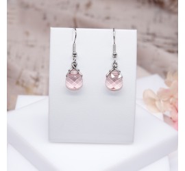 Boucles d'oreilles artisanale Goutte Rose Clair