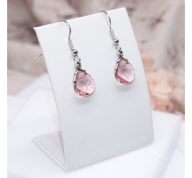 Boucles d'oreilles artisanale Goutte Rose Clair