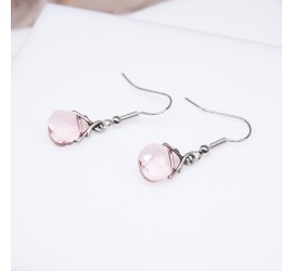 Boucles d'oreilles artisanale Goutte Rose Clair