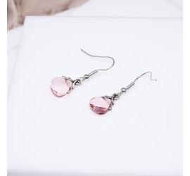 Boucles d'oreilles artisanale Goutte Rose Clair