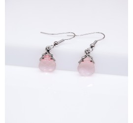 Boucles d'oreilles artisanale Goutte Rose Clair