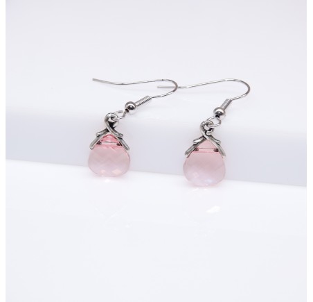 Boucles d'oreilles artisanale Goutte Rose Clair