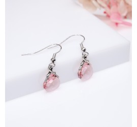 Boucles d'oreilles artisanale Goutte Rose Clair