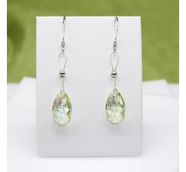 Boucles d'oreilles artisanale Larme Vert Lumineux