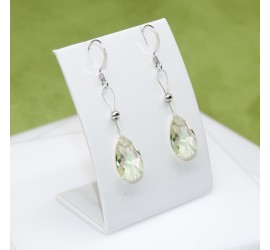 Boucles d'oreilles artisanale Larme Vert Lumineux