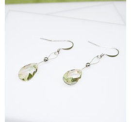 Boucles d'oreilles artisanale Larme Vert Lumineux