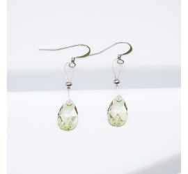 Boucles d'oreilles artisanale Larme Vert Lumineux