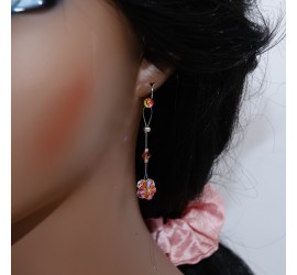 Boucles d'oreilles artisanale Fleur Fireopal