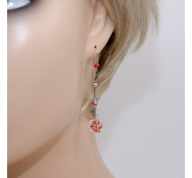 Boucles d'oreilles artisanale Fleur Fireopal