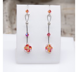 Boucles d'oreilles artisanale Fleur Fireopal