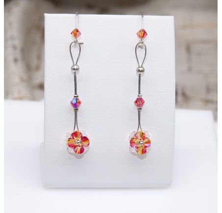 Boucles d'oreilles artisanale Fleur Fireopal