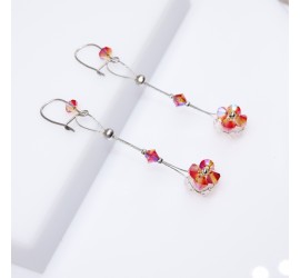 Boucles d'oreilles artisanale Fleur Fireopal