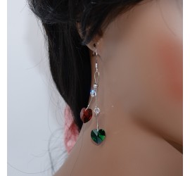 Boucles d'oreilles artisanale Coeur Rouge et Vert