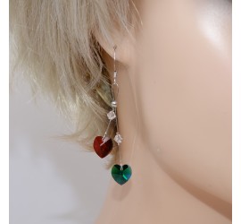 Boucles d'oreilles artisanale Coeur Rouge et Vert