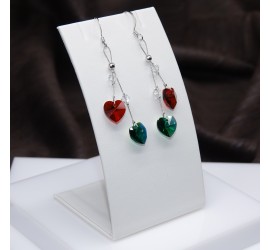 Boucles d'oreilles artisanale Coeur Rouge et Vert