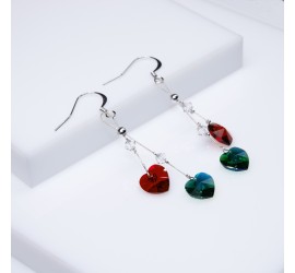 Boucles d'oreilles artisanale Coeur Rouge et Vert