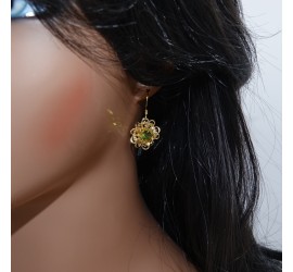 Boucles d'oreilles artisanale filigrées Kaki