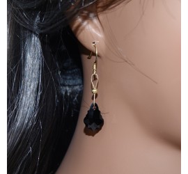 Boucles d'oreilles artisanale Goutte Baroque Noire
