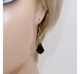 Boucles d'oreilles artisanale Goutte Baroque Noire
