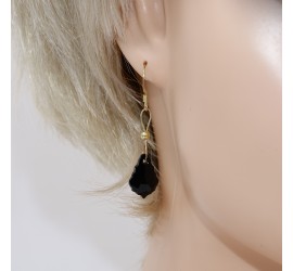 Boucles d'oreilles artisanale Goutte Baroque Noire