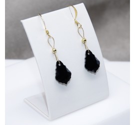 Boucles d'oreilles artisanale Goutte Baroque Noire