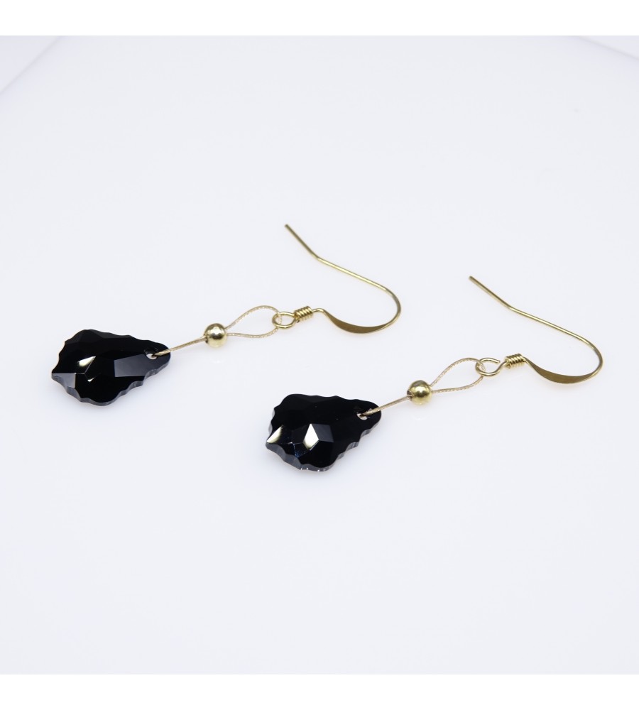 Boucles d'oreilles artisanale Goutte Baroque Noire Boucles d'oreilles artisanale Goutte Baroque Noire