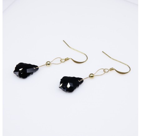 Boucles d'oreilles artisanale Goutte Baroque Noire