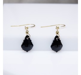 Boucles d'oreilles artisanale Goutte Baroque Noire