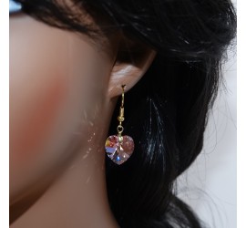 Boucles d'oreilles artisanale Cœur Rose