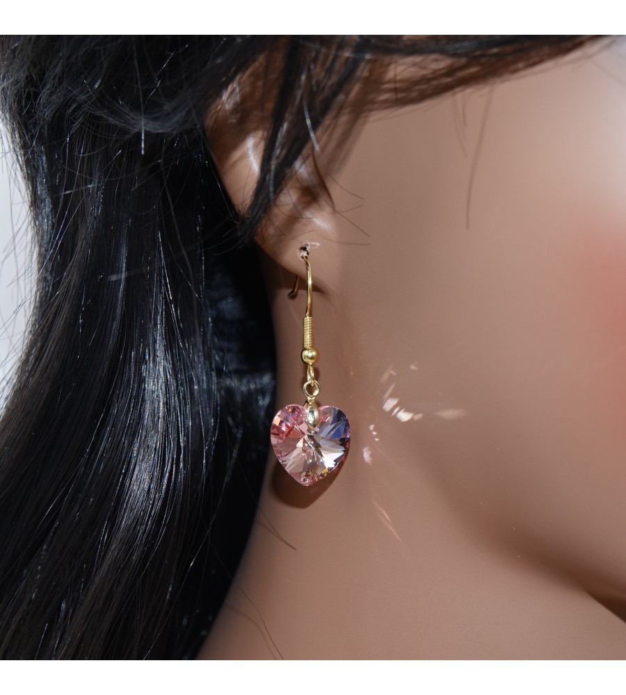 Boucles d'oreilles artisanale Cœur Rose Boucles d'oreilles artisanale Cœur Rose