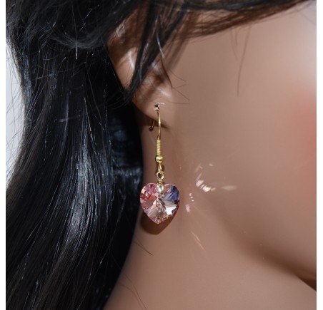 Boucles d'oreilles artisanale Cœur Rose