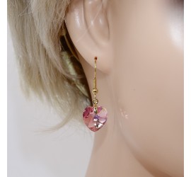 Boucles d'oreilles artisanale Cœur Rose