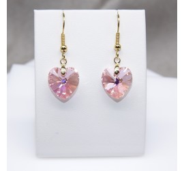 Boucles d'oreilles artisanale Cœur Rose