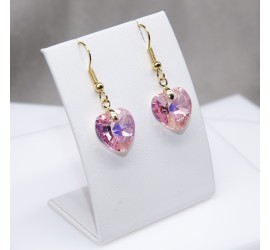 Boucles d'oreilles artisanale Cœur Rose