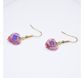 Boucles d'oreilles artisanale Cœur Rose