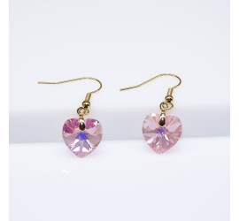 Boucles d'oreilles artisanale Cœur Rose