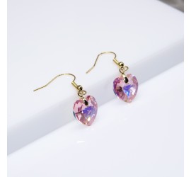 Boucles d'oreilles artisanale Cœur Rose